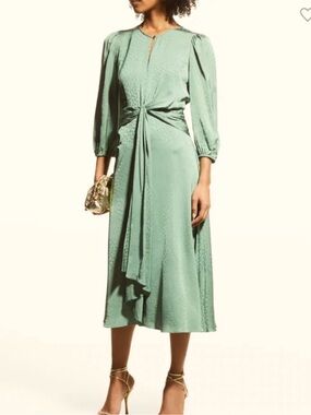 Shoshanna Melrose Jacquard Midi Green Dress size 4